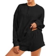 thumbnail image 2 of Lumtrix Women'S 2 Piece Lounge Sets Crew Neck Oversized Sweatshirts Sweat Shorts With Pockets Matching Tracksuit Set Trebdy Casual Outfits Black L, 2 of 6