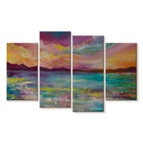 Elephant Stock Rainbow Skies Wall Art - Horizontal Multi Panel Canvas - Living Room Wall Decor - Beach Multi Panel - Turquoise And Purple Decor By Emily Louise Heard - 68" x 42"
