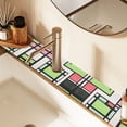 thumbnail image 2 of Yayeee Faucet Mat for Kitchen Sink 14.7" Diatomite Long Splash Guard Pad, Green Abstract Geometric, 2 of 7
