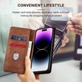 thumbnail image 6 of Flip Wallet Case for iPhone 14 Pro Max 5G,Leather Magnetic Folio Cover with Card Holder,Kickstand - TPU Shockproof Durable Protective Phone Case,Brown, 6 of 7