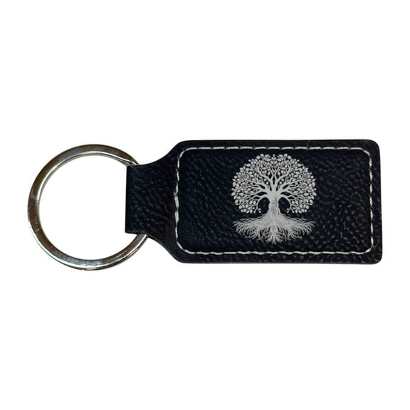 Keychain - Rectangle - Celtic Tree of Life - Leather