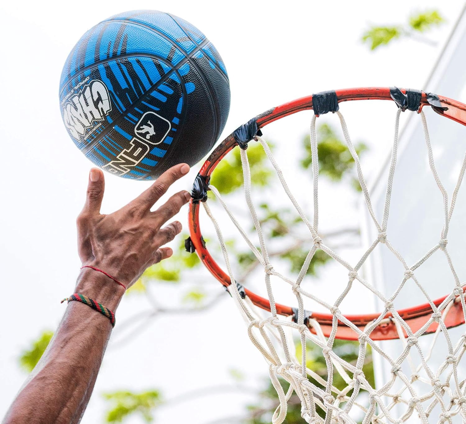 AND1 Chaos Basketball, Official Size 7 (29.5"), Rubber, Deep Channel, Made for Indoor/Outdoor Games, Blue Drip