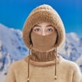 thumbnail image 4 of ManxiVoo Cozy Women's Winter Hat Scarf Combo with Thick Knit Pullover for Warmth and Cold Protection Integrated Design Soft Woolen Khaki, 4 of 4