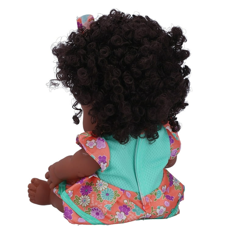 Lifelike Reborn Baby Dolls African American Black Girl Eyes Open 7.9Inch Newborn Silicone Baby Doll Handmade Weighted Reborn Doll Curly Hair