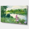 thumbnail image 2 of Green Riverside Land Watercolor - Landscape Canvas Art Print, 2 of 4