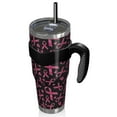 thumbnail image 2 of 40oz Tumbler,Breast Cancer Insulated Tumblers with Removable Handle,Stainless Steel Double Vacuum Coffee Tumbler Cup with Straw for Home,Office,Travel,Party, 2 of 5