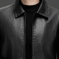 thumbnail image 6 of Zenithor Men's Faux Leather Jacket Lapel Collar Full Zip Lightweight Casual Outerwear Coat Side Pockets Black(XL-5XL), 6 of 9