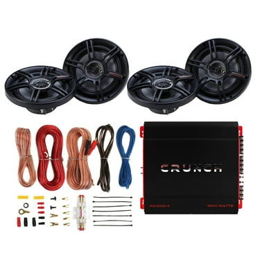 Crunch PX-1000 Car Stereo Amp w/ 4 3-Way Speakers and Soundstorm Wiring Kit