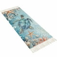 thumbnail image 2 of Blue Coastal Sea Turtle Entryway Runner Rug 2x4ft,Summer Beach Starfish Botanical Washable Woven Living Room Hallway Bedroom Kitchen Carpet with Tassels,Indoor Outdoor Throw Door Mat for Entryway, 2 of 5