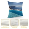 thumbnail image 4 of Nawypu  Travel Throw Pillow Cushion Cover, Resort Swimming Pool in Santorini Greece Mediterranean Panorama Photo, Decorative Rectangle Accent Pillow Case, Sky Blue Aqua Cadet Blue, 4 of 5