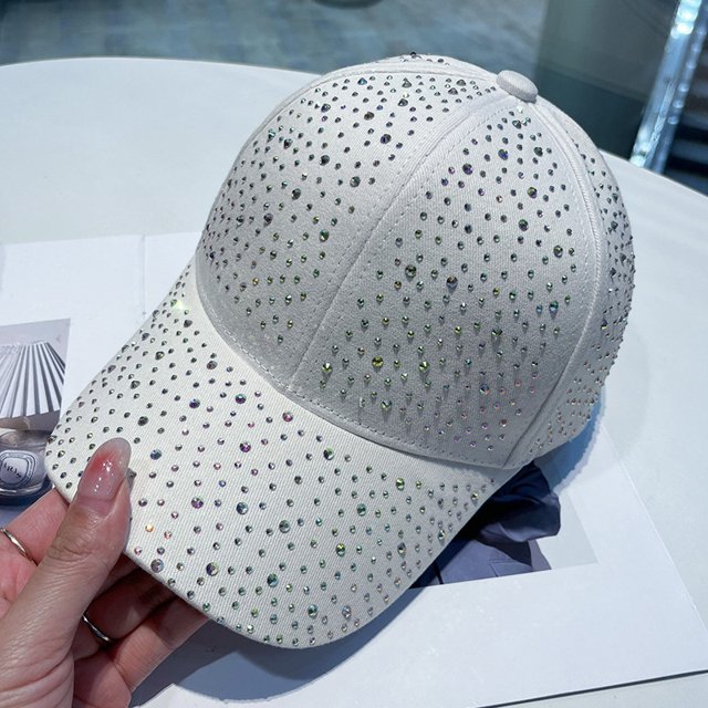 Gorras de béisbol con letras M y diamantes de imitación para mujer, gorros brillantes ajustables a la moda de Hip Hop, para viajes al aire libre, combina con todo, primavera 2023