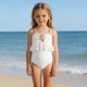 thumbnail image 2 of Niñas Pequeñas Traje de Baño de Verano Color Sólido Tejido Acanalado Unido para 4 a 8 Años Niños Trajes de Baño para Niñas, 2 of 9