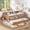 Natural, variant on Solid Pine Twin Bed Frame, 100% Quiet, 350LBS Weight Capacity, 10 Years Durable, Bed Frame with Storage, Built-in Bookshelves, Underbed Trundle and Safety Rails