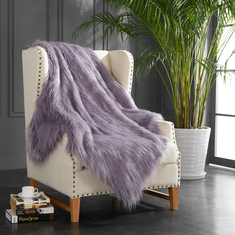 Mainstays Lavender Mongolian Faux Fur Throw, Lavender, Multiple Colors