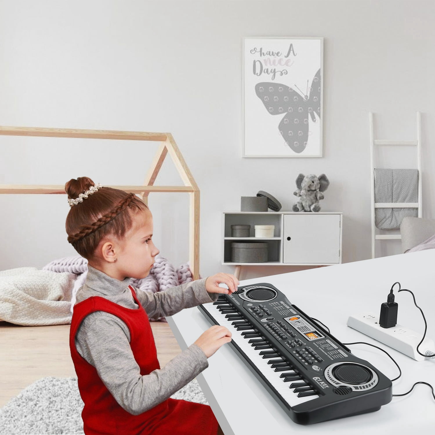 61 Keys Digital Music Electronic Keyboard, TeqHome Electric Piano Musical Instrument, Kids Learning Keyboard w/ Microphone For Beginners Kids Girls Boys Adults Gift