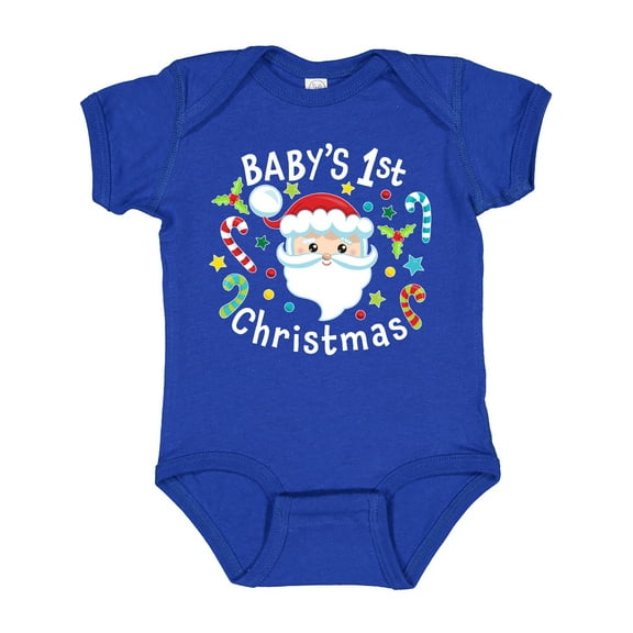 Inktastic Baby's 1st Christmas Santa with Candy Canes Boys or Girls Baby Bodysuit