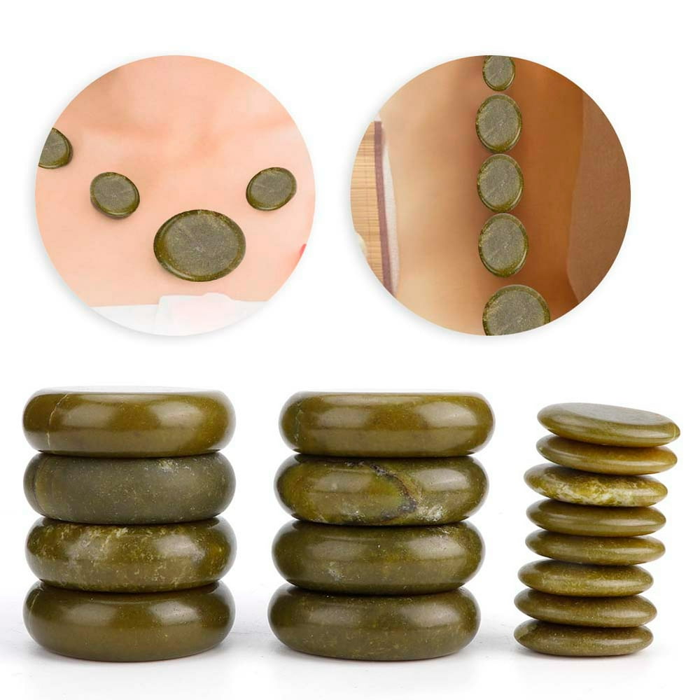 LYUMO Hot Stone Massage, 16Pcs/set Hot Spa Massage Stone Set Heated Green Jade Body Massage Rock