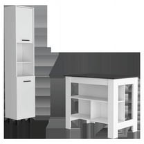 HomeRoots 519046 41 in. White & Dark Brown Kitchen Cart Island Set with Storage