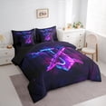 thumbnail image 3 of Castle Fairy Teens Girls Boys Personalized Initial Letter J 7 Pieces Bedding Comforter Set,Abstract Gradient Full Bedding Set Lightweight,Alphabet Lightsaber Fitted Sheet Flat Sheet, 3 of 8