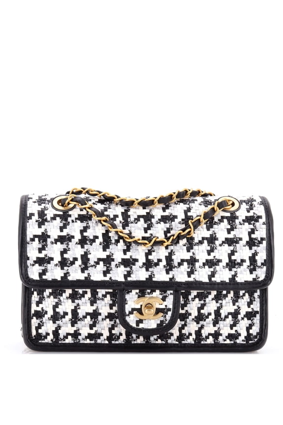 Pre-Owned Classic Single Flap Bag Woven Lambskin and Viscose Small By Rebag