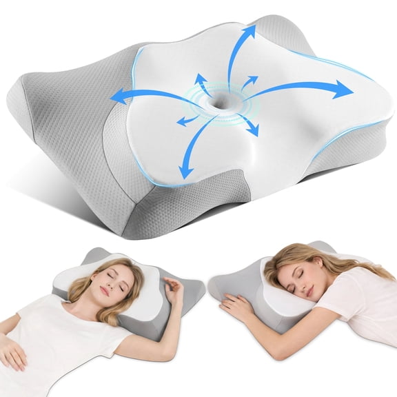KAIPARA Cervical Neck Pillow for Pain Relief, Ergonomic Memory Foam Bed Pillow for Sleeping, Cooling Contour Pillow for Side Back Stomach Sleepers