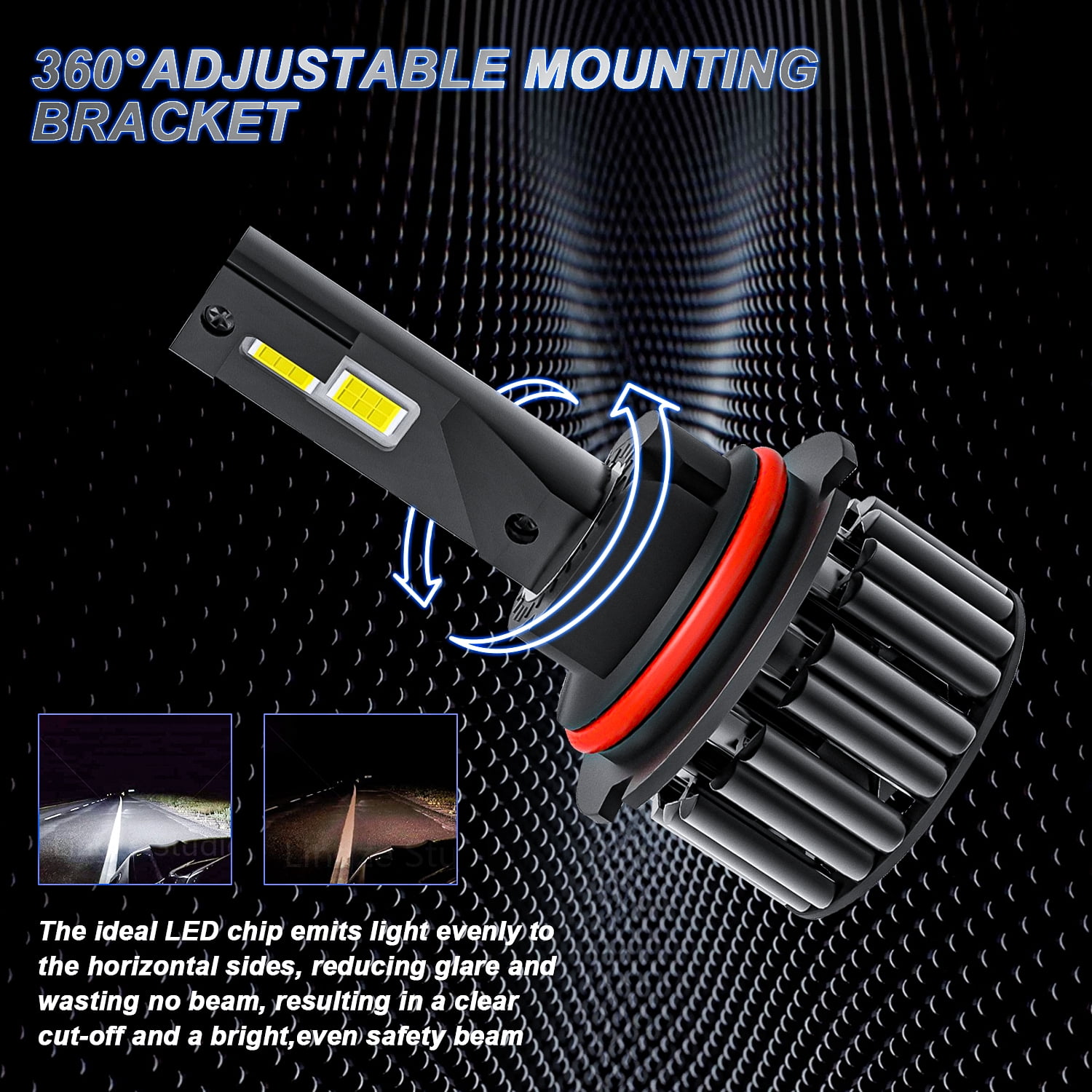9007/HB5 High Low Beam LED Headlight Bulbs for Hummer H2 2003-2009, 200W 30000LM 6000K 2-Pack