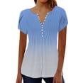thumbnail image 2 of Tittly T Shirts for Women Spring Tops for Women Short Sleeve Womens Tops 2025 Spring Neck Casual Print Tunic T Shirts Womens Tops Tshirts Shirts Basic Tees Light Blue XXL, 2 of 5