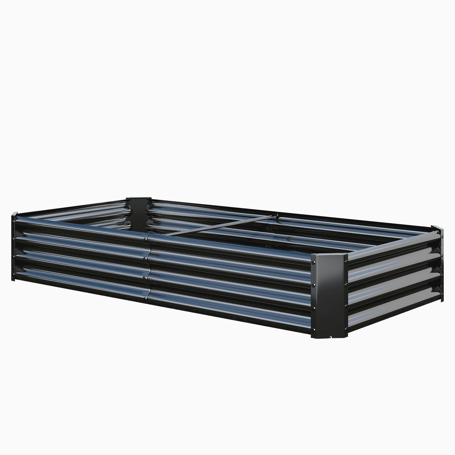 Set of 2 Black 6x3x1 Ft Metal Raised Garden Bed, Large Rectangle Outdoor Planter Box for Vegetable Flower Gardening, Heavy Duty Steel Raised Planter for Backyard Patio Garden