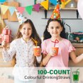thumbnail image 3 of Colorful Drinking Long Straws,Flexible Bendy Drinking Straws,Disposable Plastic Straws,Milk Juice Beverages Straws,10.3 Inch Bendable Straws,for Birthday Wedding Summer Party 100 Pcs, 3 of 7