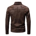 thumbnail image 3 of WIZUTIZ Men's Leather Jacket Solid Color Motorcycle Vintage Zipper Pocket Long Sleeve Hoodless PU Coat for Winter Casual Daily Outdoor Mens Fashion, 3 of 8