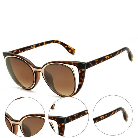 Lady Fashion Eyewear - MLC Eyewear Urban Fashion Double Frame Catty Cateye Women Sunglasses