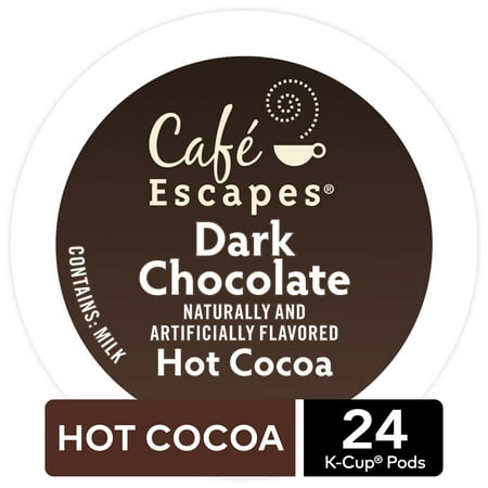Cafe Escapes Dark Chocolate Hot Cocoa K-Cup Pods, 24 Count for Keurig