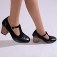 thumbnail image 5 of SACFOF Women's T-Strap Mary Jane Pumps Round Closed Toe Comfortable Low Chunky Block Heel Wedding Dress Evening Party Shoes, 5 of 6