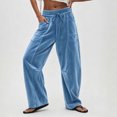 thumbnail image 6 of Cmfcve Women's Wide Leg Barrel Sweatpants Casual Daily Elastic Waist Velvet Long Pants with Pockets, 6 of 6