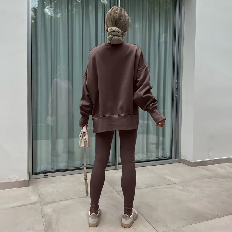 Womens Leggings Brown Leggings And Hoodie Set Calabasas Sand
