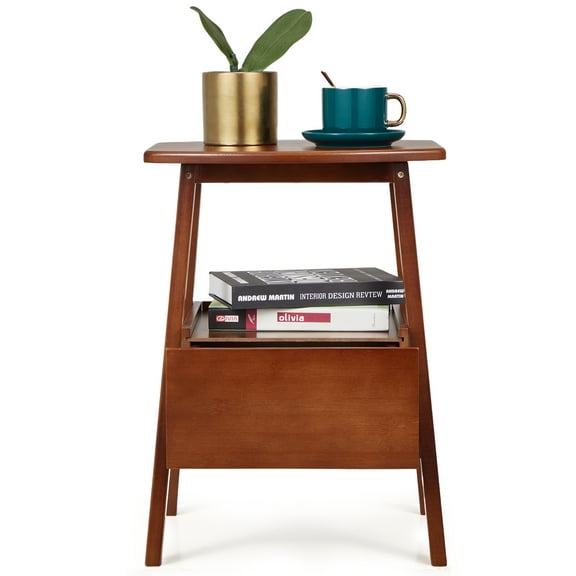 Danrelax Bamboo Nightstand with Drawer and Storage Shelf, Sturdy & Stylish Brown Bedside Table