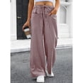 thumbnail image 6 of Womens Striped Gingham Pants 2026 Drawstring Wide Leg Lounge Plaid Pants Cute Casual Trousers with Pockets Light Brown XL, 6 of 6