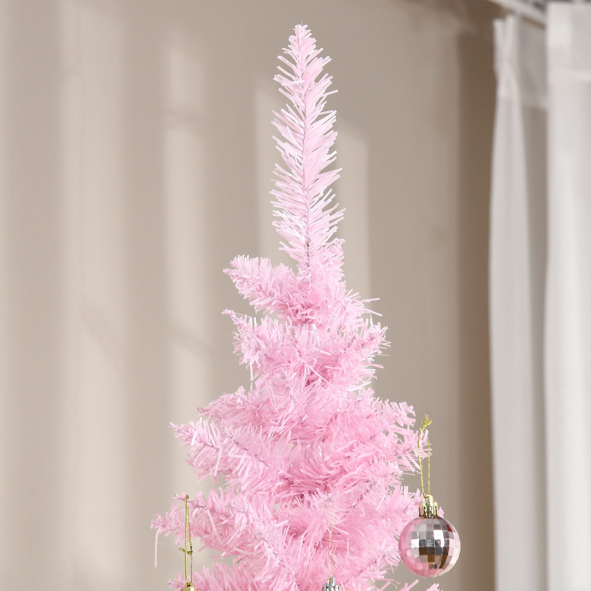 7 ft Artificial Pencil Christmas Tree, Slim Unlit Xmas Tree with 499 Branch Tips and Plastic Stand for Small Rooms and Apartments