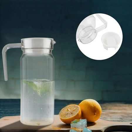 YLSHRF Juice Jug,Acrylic Transparent Juice Bottle Striped Water Ice Cold Juice Jug with Lid for Bar Home, Cold Water
