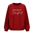 thumbnail image 6 of Neewe Christmas Women's Fall Oversized Sweatshirt Casual Waffle Knit Long Sleeve Crewneck Split Pullover Tunic Tops, 6 of 6