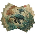 thumbnail image 2 of Sea Turtle Placemats Set of 4 Summer Beach Seasonal Linen Table Mats 12x18 Inch Vintage Ocean Animal Heat Resistant Washable Non-Slip Place Mats for Party Kitchen Dining Decoration, 2 of 6