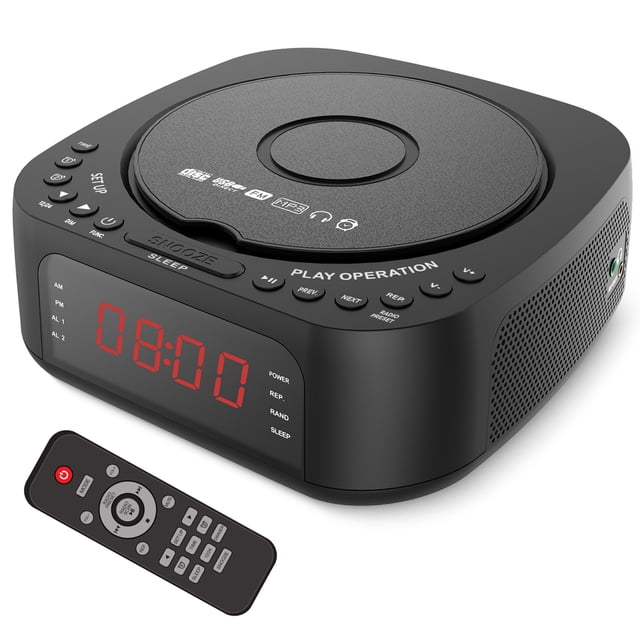 Reproductor de CD Portátil con Bluetooth y Altavoces Duales Integrados Radio FM Pantalla LED Soporte USB AUX y Batería Recargable para Hogar y Oficina