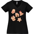 thumbnail image 3 of Inktastic Christmas Gingerbread Cookies Women's Plus Size V-Neck T-Shirt, 3 of 5