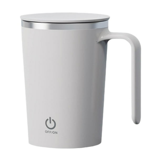 Taza agitadora de café, botella mezcladora de proteínas eléctrica de acero inoxidable blanco