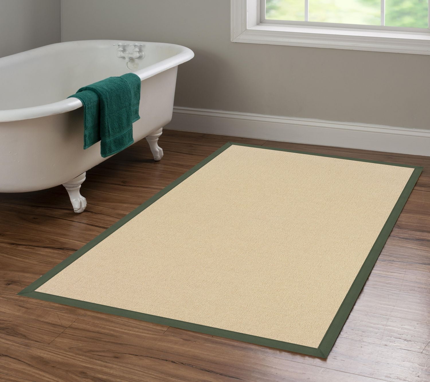 Tapis d'appoint Athena naturel et vert de 4 pi x 6 pi