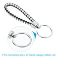 thumbnail image 3 of Braided Leather Keychain with Stainless Steel Key Ring, PU Woven Wristlet Lanyard, Black White, 3 of 5