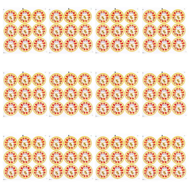 OULII Packing Bag Sealing Sticker with Creative Lucky Cat Pattern for Candy Snack Bag Decor