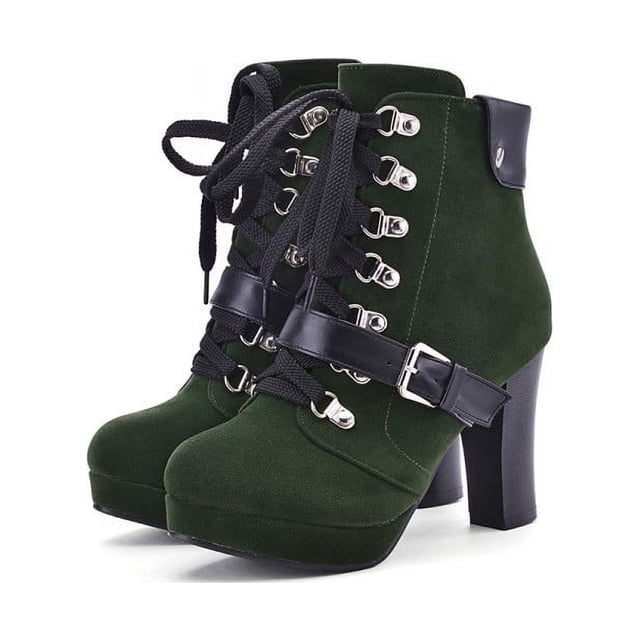 Styesk Bottes pour Femmes Bottes d'Hiver pour Femmes à Lacets Chaussures Chaudes Bout Rond Talon Haut Bottines Mi-Cheville Bottes de Travail pour Femmes