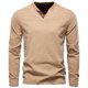 thumbnail image 4 of pstuiky camisas de manga larga para hombre, Camiseta básica de cuello en V con botones y manga larga de color liso para hombre camisetas de hombre m, 4 of 5