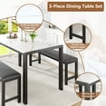 thumbnail image 5 of UHOMEPRO Dining Table Set for 4, 3-Piece Kitchen Table Set with 2 Benches, Modern Dining Room Table Set with Metal Frame, Breakfast Nook Furniture Set for Home Cafeteria Bar Dining Room, White, 5 of 13